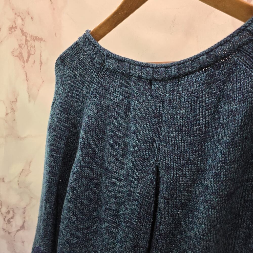 Toad & Co Sweater Womens XL Blue Merino Wool Marked Elbow Patches Roll Neck - Picture 7 of 13